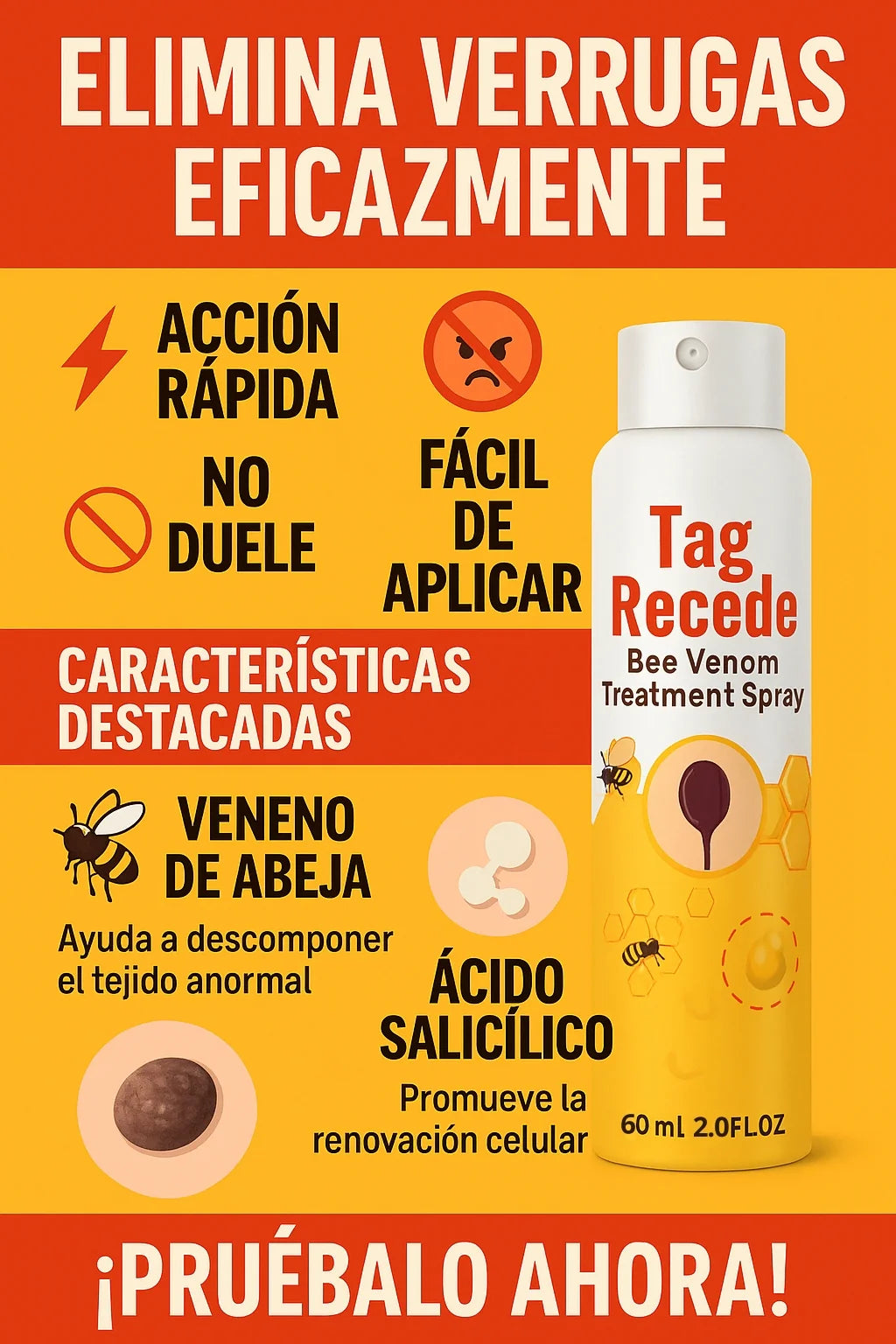 🧘‍♀️ Recupera tu piel: Tag Recede y dí adiós verrugas y manchas, confianza en 1 spray.